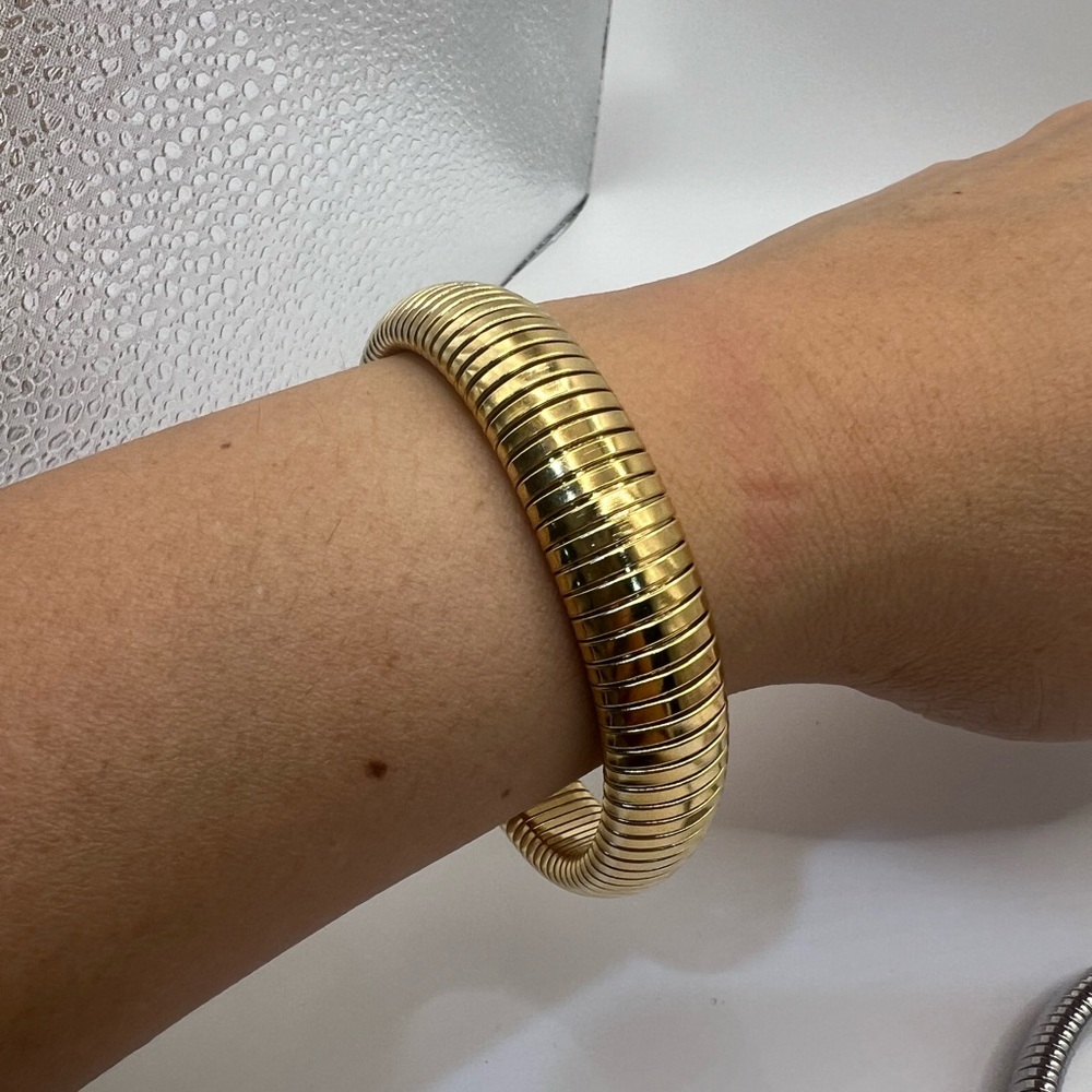 Stainless Steel 18K Gold Plated Stretchable Bangle Bracelet